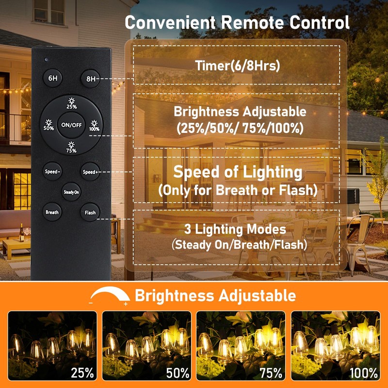 Bosceos Solar Outdoor String Lights Waterproof, 80FT Solar Powered String