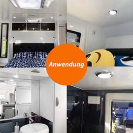 Dream lighting 12 V LED Interior Lighting Caravan Motorhome 6000 K Cool White LED Bulbs Flat with Memory Function IP44 2 W 7.6 cm Set of 4