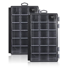 2 Pcs Waterproof Tackle Boxes, Fishing Tackle Box Organizer Trays Storage with Removable Dividers, Fishing Terminal Plastic Trays Compact Lure Box, Terminal Storage Outdoor Adventures(Small)