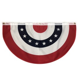 Patriotic Half Circle American Flag - 18 x 36, 4th of July, Outdoor Decoration, Red White Blue Bunting for Outside, Yard, Porch, Fence, 1.5'x3', Banner, Christmas, President's Day, Memorial Day