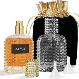 Luxsego Perfume Bottle Atomizer 30ML/1oz Refillable Fine Mist Spray Bottles, Empty Glass Essential Oil Container for Travel, Handbag or Date, With Storage Bag & Funnels(Retro)
