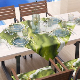 PETTI Artigiani Italiani - Modern Tablecloth with Green Marble Effect, Table Cloth for the Kitchen, 90 x 90 cm, 100% Made in Italy