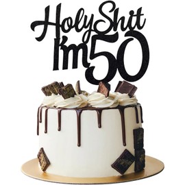 Decoración para tarta con texto en inglés "Holy Sh*t I'm 50 Birthday"
