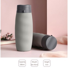 RINGSUN 2-Pack Collapsible Water Bottle, 600ml Rollable Drink Bottles, Waterbottle Portable for Sports Gym Travel Hiking