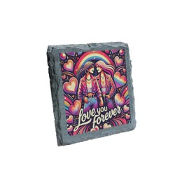 Love You Forever Slate Coaster – Romantic and Stylish Gift for Couples or Home Decor (slco-ds24-luvurg)