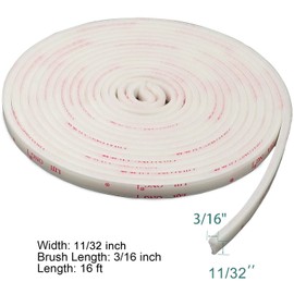 TORRAMI Door Brush Sweep Seal Tape 11/32 inch x 3/16 inch x 16 ft, Brush Door Seals for Sliding Doors Keep Bugs Out Upgraded Package Design No Twist, White