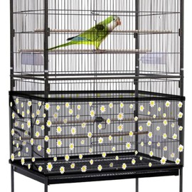 PLUSHCEWT Bird Cage Cover,Large Bird Cage Net Cover Soft Nylon Mesh Cover Adjustable Parrot Mesh Net Windproof Dustproof Parrot Guard Protective Cover for Parrot Parakeet Square Cages
