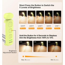 Gritin Reading Light, Rechargeable Book Light for Reading in Bed - Eye Caring 3 Color Temperatures,5-Level Dimmable Brightness, Long Lasting, Compact Size Clip on Book Lamp for Bookworms-Emerald Green