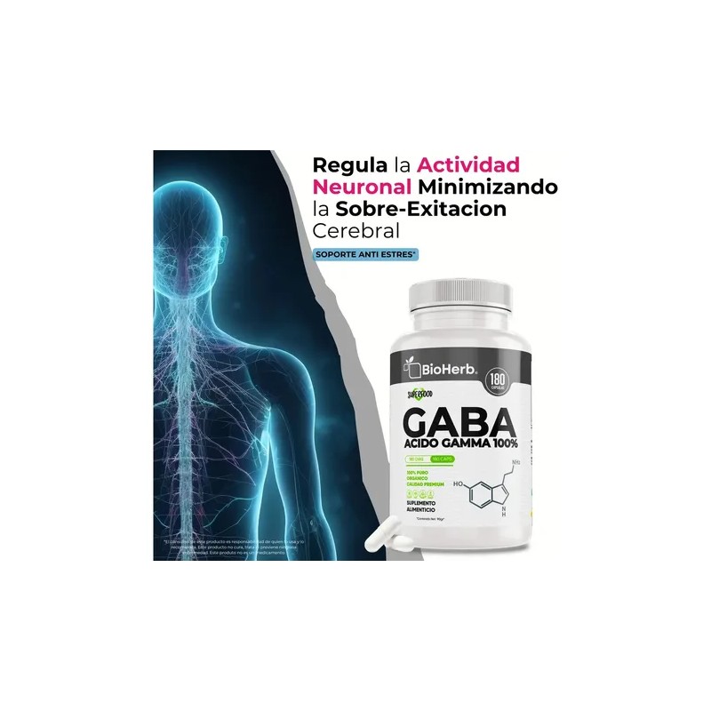 Gaba Capsulas - Acido Gamma Aminobutírico 100 Para 180 Días