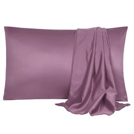 sourcing map Pillowcase Set Silk Satin Pillow Cases for Hair and Skin, Pillow Cases 2 Pack with Envelope Closure Mauve 50 x 65cm