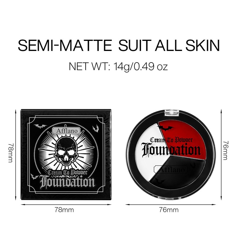 DE'LANCI Gothic Black White Red Foundation, Full Coverage, Long-Lasting, Natural,