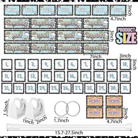Girl Style Composition Notebooks Flip Calendar Bulletin Board Set 54 Date Cards for Teacher Classroom Years 2025-2028 Rainbow Flip Calendar with Adjustable Holder O-rings for Back to School Supplies