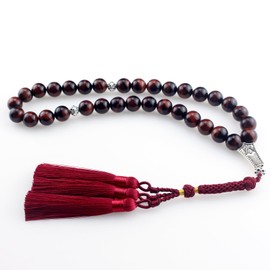 beirunde Tasbih Tesbih Islamic 33 Prayer Beads, Muslim Islam Subha Sebha Worry Beads, Misbaha Masbaha Tasbeeh Sibha Beads, Allah Mohammed Ramadan Rosary, Tasbih 12mm Red Tiger Eye Beads
