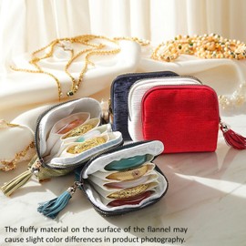 podafu Small Travel Jewelry Case for Men & Women, Soft Velvet Organizer Pouch for Necklaces, Bracelets & Earrings, Anti-Scratch & Portable Jewelry Holder for Travel & Everyday Use (Teal Blue)