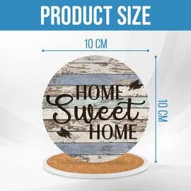 VAATOO Pack 6 Coasters Home Quote Absorbent Ceramic Coasters with Cork Base Drink Coaster Decorations Coffee Table Desk Car Kitchen Room Decor Gifts for Family Women Men On Housewarming Birthday