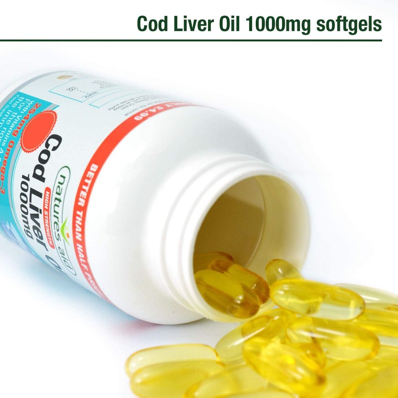 Natures Aid Cod Liver Oil, 1000 mg, 180 Softgel Capsules