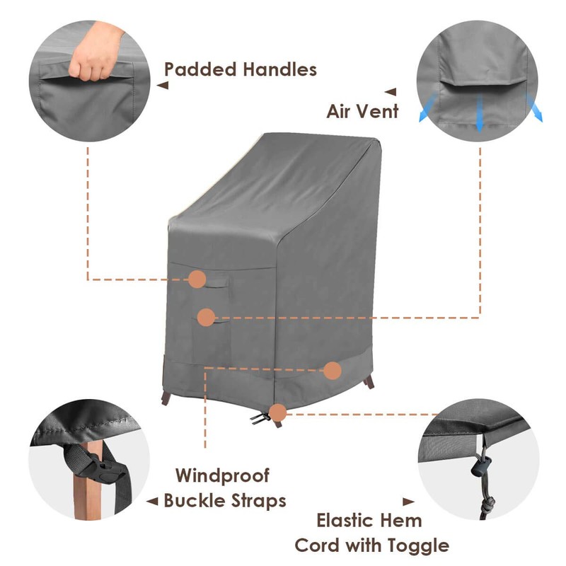 Vailge Stackable Patio Chair Cover,100% Waterproof Outdoor Chair Cover, Heavy