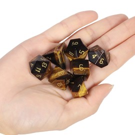 SUNYIK 7 PCS Polished Crystal Stone Polyhedral DND Dice Set for for RPG MTG Table Games, DND Game Dice Polyhedral Dungeons and Dragons for Office Home Decoration, Tiger's Eye
