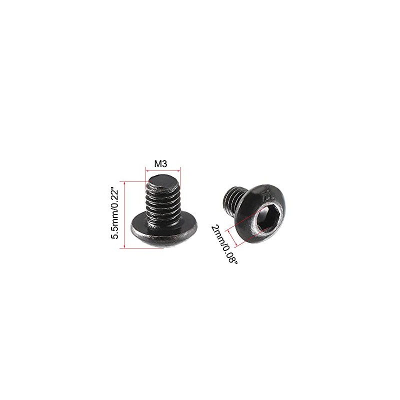 uxcell M3x4mm Thread Button Head Hex Socket Cap Screw Bolt