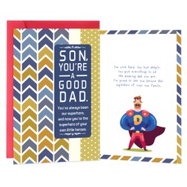 Beixian Funny Fathers Day Card for Son, Fathers Day Card Gifts from Mom to Son, You Are a Good Dad, You've Always Been Our Superhero. And Now You're the Superhero of Your Own Little Heroes