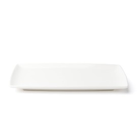 Browne Foodservice FOUNDATION Porcelain Coupe Plate, Rectangular, 9.25 x 5.25 Inch, White, Set of 12