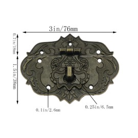DGBRSM Antique Embossing Decorative Brass Hasp Clasp Latch Lock with Screws for Jewelry Box Ordinary Box Wooden Case Furniture Decoration