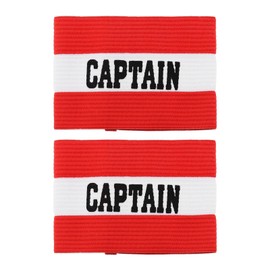 EMSea 2pcs Captain Armbands Sports Armband 30x8.8cm Nylon Elastic Armband for Soccer Basketball Football Team Sports Sporting Equipment Accessories, Red and White