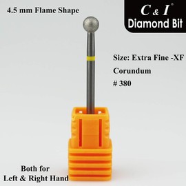 C & I Diamond Nail Drill Bit, Ball Shape Head E-File, Professional Cuticle Clean Drill Bit, Improved Diamond Powder plus Tungsten Carbide Shank 3/32” (2.35 mm) (4.5 mm, Extra Fine -XF)