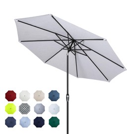 Tempera 10ft Patio Market Outdoor Table Umbrella with Auto Tilt and Crank,Large Sun Umbrella with Sturdy Pole&Fade Resistant Canopy,Easy to Set,Smoke Grey