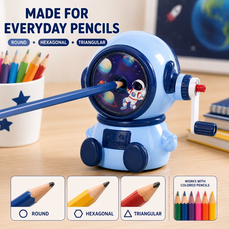 Astronaut Pencil Sharpener for School & Art – Adjustable Hand