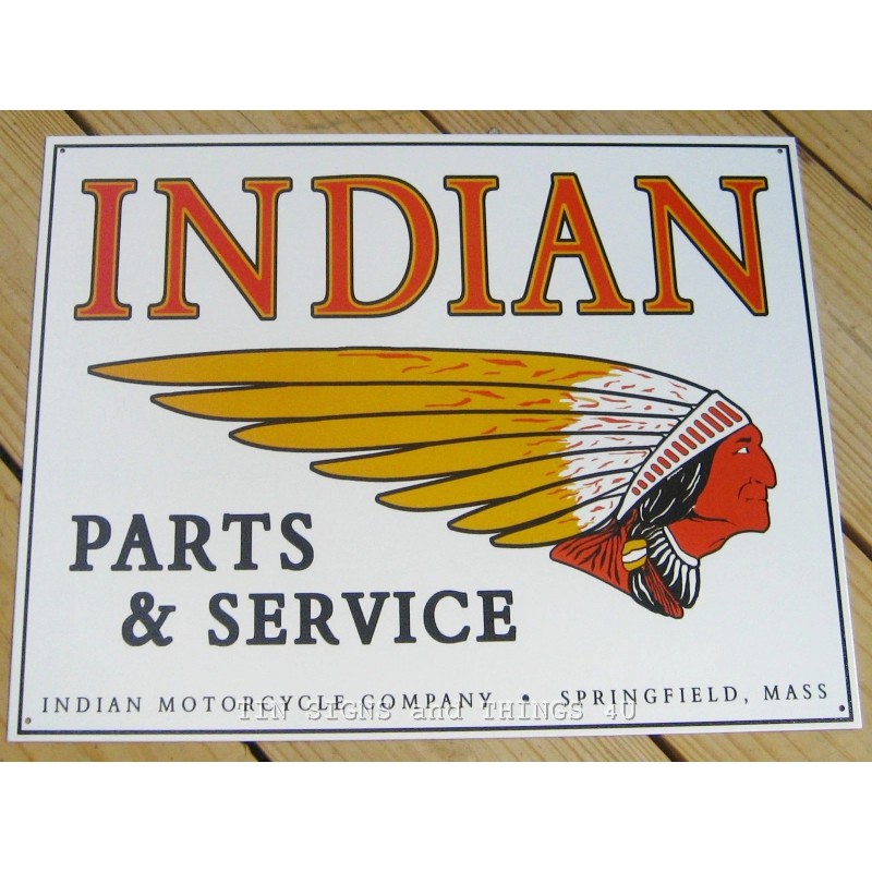Indian Parts & Service TIN SIGN vtg chief motorcycle metal