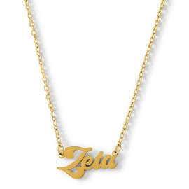 Sorority Shop Zeta Tau Alpha Necklace — Retro Font Design with 18K Gold Plating, Zeta Tau Alpha Gifts for Women