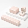 Woodten PU Leather Jewelry Ring Box for Proposal Engagement Pink
