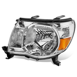 Fatcory Style Halogen Headlight Lamp Compatible with Toyota Tacoma (Non Sport Package) 2005-2011, Driver Left Side, Chrome Housing Amber Corner