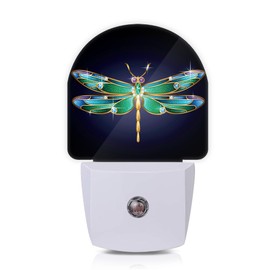 Axxitude Green Dragonfly Night Lights Plug into Wall for Girls Boys Room,Night Light LED Lamp Dusk to Dawn Sensor Round Lamp for Bedroom Bathroom Hallway Home Wall Decor Nightlight