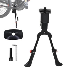 Anseom Bicycle Stand Double Stand, Mountain Bike Stand, Two-Legged Stand, Height Adjustable 35-40 cm with Screws Tool, Black Bicycle Stand, Centre Stand for Bicycle MTB