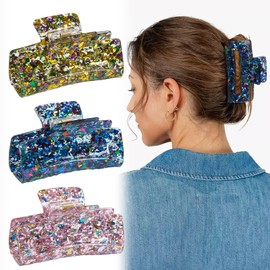 Glitter Hair Claw Clips for Women, Strong Hold Hair Clips for Thick Hair
