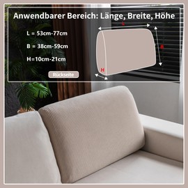 OHSIO Stretch Sofa Seat Cushion Cover - Non-Slip Sofa Cover, Washable Sofa Cover, Universal Couch Cover, Durable and Easy to Clean (Light Brown, 1 x Backrest Cover)