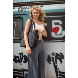 Harc Roevia Puffer Tote Bag for Women, Lightweight Puffy Handbag with Compartments, Quilted Shoulder Bag for Work, Travel, Gym (Black)