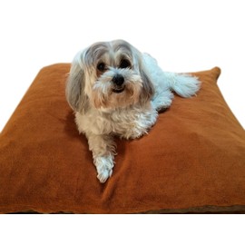 ehomegoods DIY Luxurious Brown Suede Coral Fleece Cover for Pet Bed or Pillow + Inner Half Waterproof Half Water Resistant Case for Small to Medium Dogs - COVERS ONLY Flat Style (Brown Fleece 36"x29")