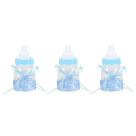 Qiilu Biberon Decoratif Azul Baby Announcement Boxes Plastic 24Pcs Botellas Rellenables Sweet Candy Box para Baby Shower Party Decoraciones (Azul)