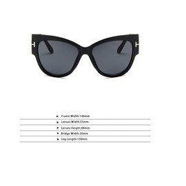 TECH-LINE-DIRECT FASHION ACCESSORIES Black Cat Eye Sunglasses Oversized Women Ladies Retro Cat Eye Reflective