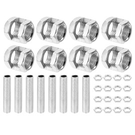 PATIKIL M10 Fine Thread Lamp Tube Repair Parts Set, 8 Pieces M10 x 15 Metal Hex Nut with Threaded Tube and Hex Nut for Light Extension Rod