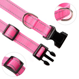 OEFEO Reflective Dog Collar for Small,Medium, and Large Dogs,Ajustable Nylon Dog Collars with Quick Release Buckle,Pink S