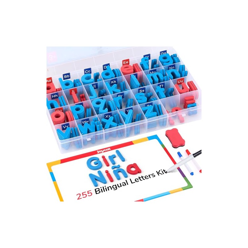 JoyCat Bilingual Magnetic Letters Kit 255 Pcs – Spanish &