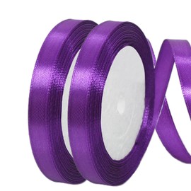 YaYaFunFun 10mm Purple Satin Ribbons, 2x22m, Ideal for Wedding, Gift Wrapping, DIY Crafts, Home Decor, Sewing, Corset Fading, Hair Accessories