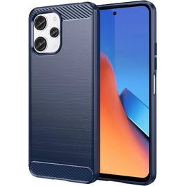 Geshh Redmi 12 5G XIG03 Case, Compatible Carbon Fiber TPU Mobile Case, Thin Soft Case (Blue) Anti-Fingerprint, Shock Absorption, Resilient Case, Multifunctional Protective Cover, Redmi12 xig03, Blue