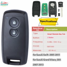 KEYECU for Suzuki SX4 Grand Vitara Swift Smart Remote Key Fob KBRTS003 315MHz ID46 Chip