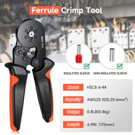 Preciva Wire End Ferrules Pliers Hexagonal Crimping Pliers Crimping Pliers for Insulated Non-Insulated Wire End Ferrules, Crimping Pliers Wire End Ferrules 0.25-6 mm²