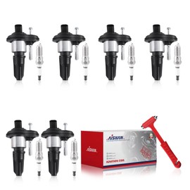 AISHAN Set of 6 Ignition Coil Pack and Iridium Spark Plugs Compatible with GMC Canyon Envoy Buick Rainier Chevy Colorado Trailblazer Isuzu Ascender| Replace# UF303